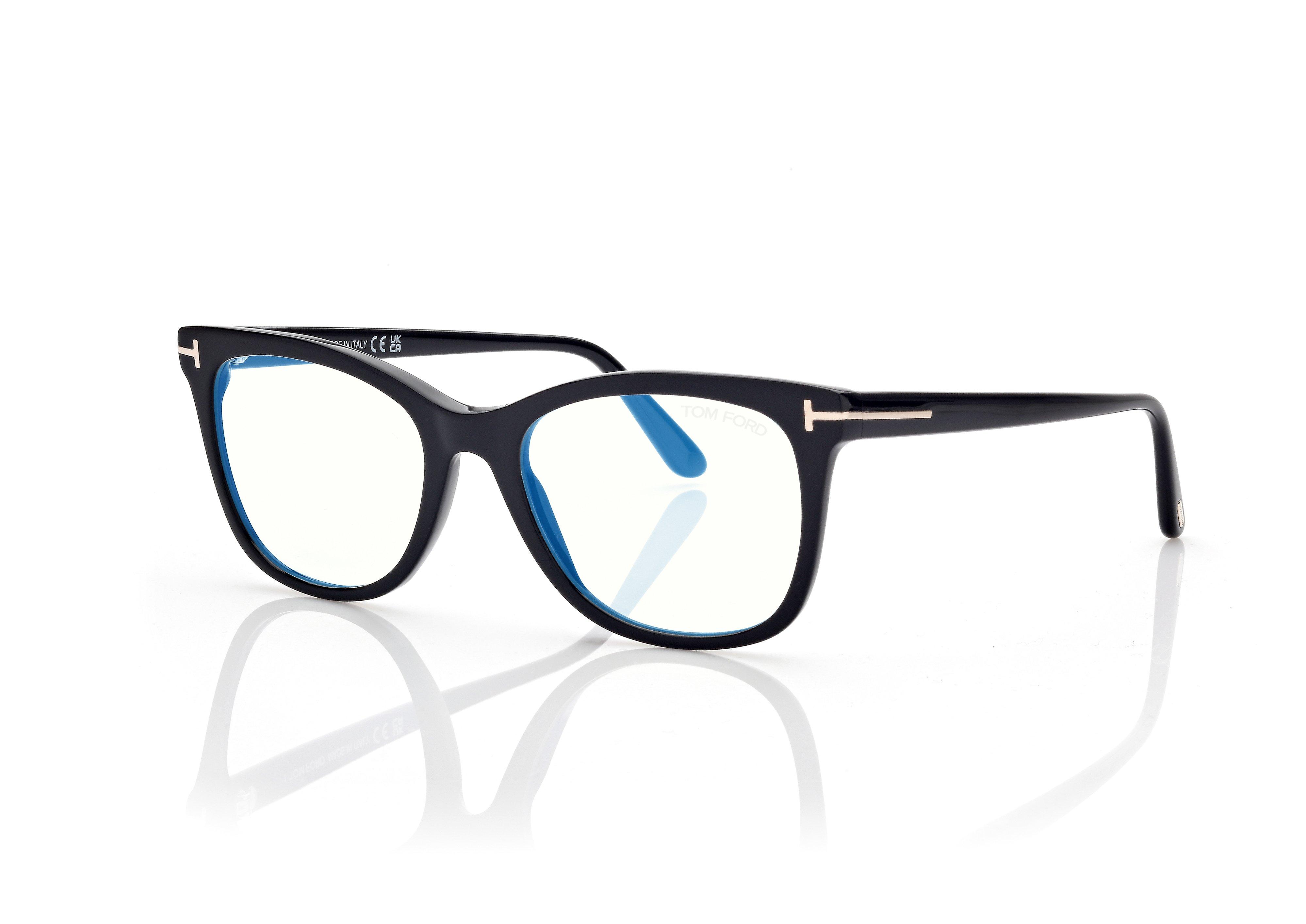 Tom Ford Women Eyeglasses Black Blue Block Square FT5886-B 001 NEW AUTHENTIC Tom Ford Eyeglasses FT 5868 -B 001 Shiny Black, t Logo, Eco  main image 4