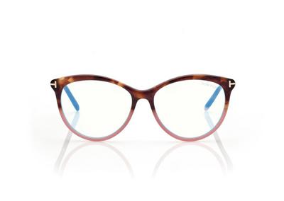 TOM FORD OM STRIPED BLACK HAVANA BLUE BLOCK ROUND OPTICALS