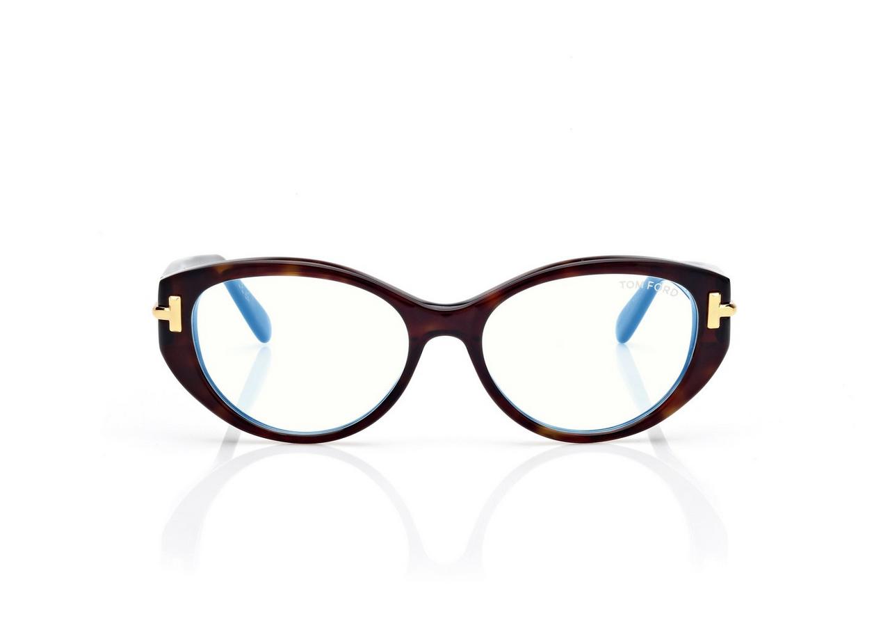 TOM FORD OM DARK HAVANA ICON BLUE BLOCK OVAL OPTICALS