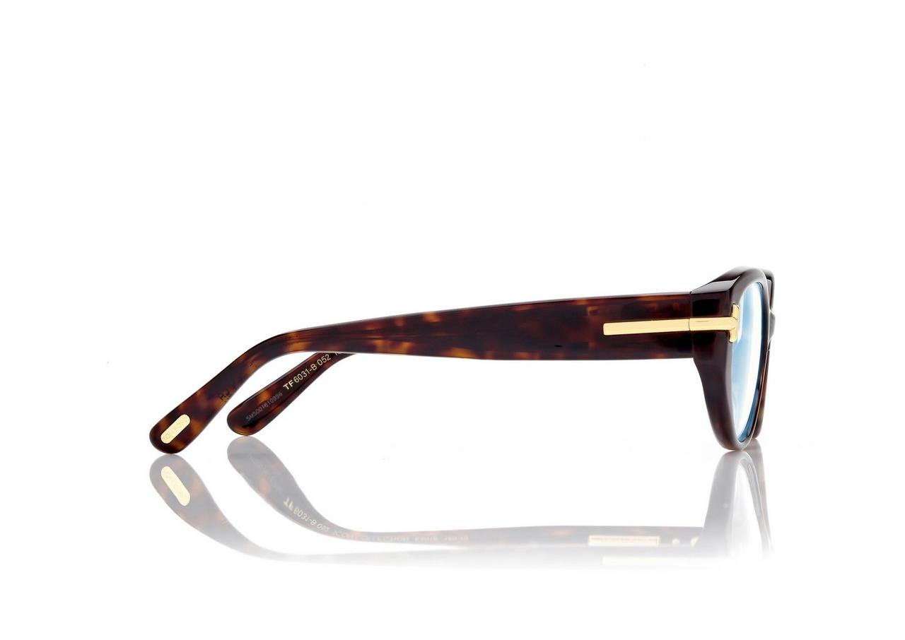 TOM FORD OM DARK HAVANA ICON BLUE BLOCK OVAL OPTICALS