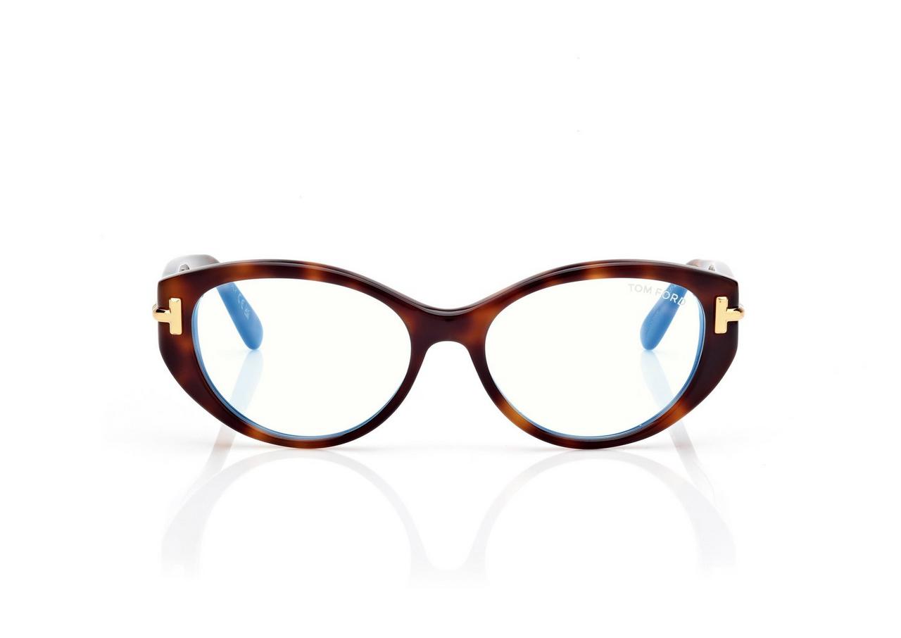 TOM FORD OM LIGHT HAVANA ICON BLUE BLOCK OVAL OPTICALS