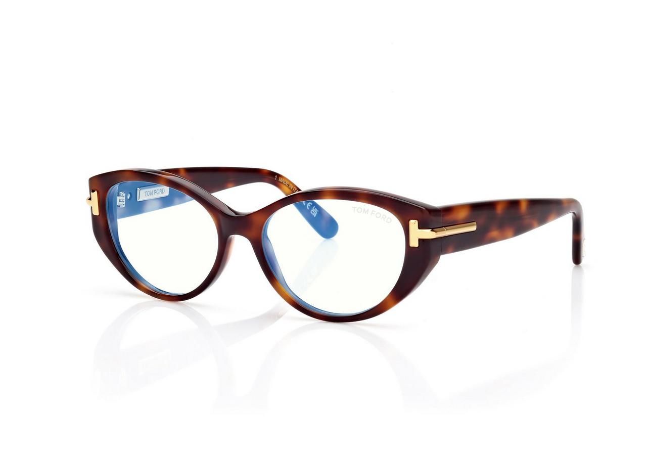TOM FORD OM LIGHT HAVANA ICON BLUE BLOCK OVAL OPTICALS