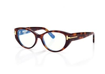 TOM FORD OM LIGHT HAVANA ICON BLUE BLOCK OVAL OPTICALS