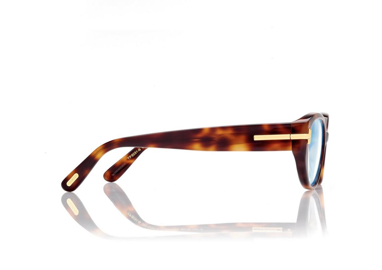 TOM FORD OM LIGHT HAVANA ICON BLUE BLOCK OVAL OPTICALS