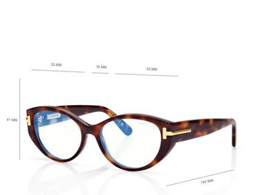 TOM FORD OM LIGHT HAVANA ICON BLUE BLOCK OVAL OPTICALS