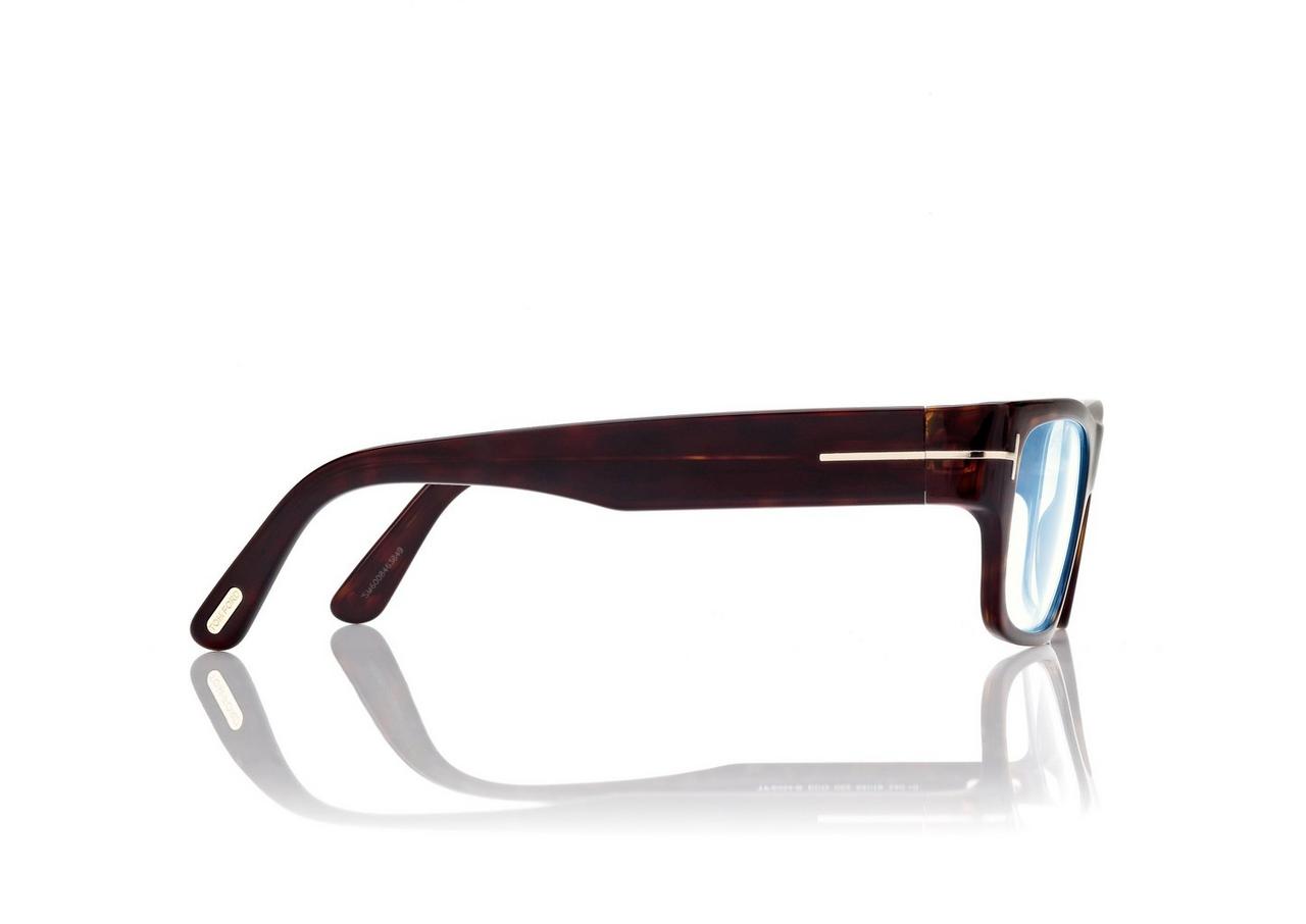 TOM FORD OM DARK HAVANA BLUE BLOCK RECTANGULAR OPTICALS
