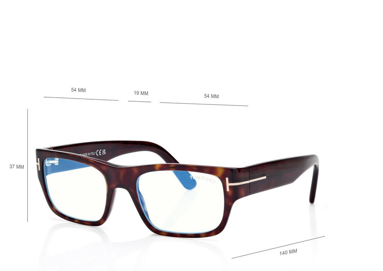 TOM FORD OM DARK HAVANA BLUE BLOCK RECTANGULAR OPTICALS