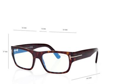 TOM FORD OM DARK HAVANA BLUE BLOCK RECTANGULAR OPTICALS