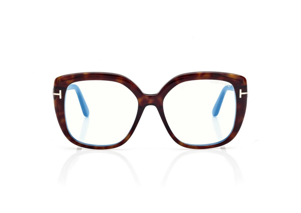 TOM FORD OM DARK HAVANA BLUE BLOCK SQUARE OPTICALS