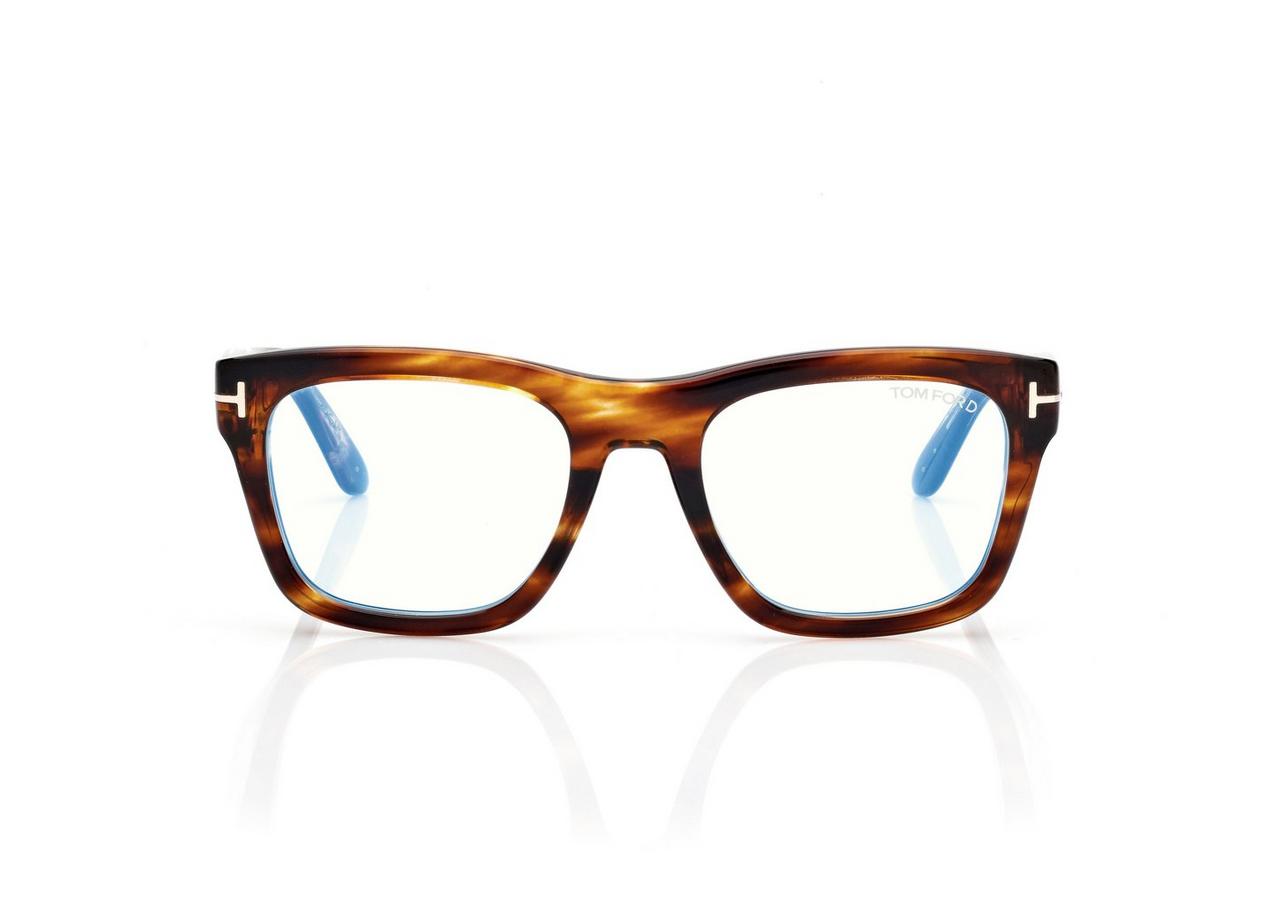 TOM FORD OM LIGHT HAVANA ICON BLUE BLOCK SQUARE OPTICALS