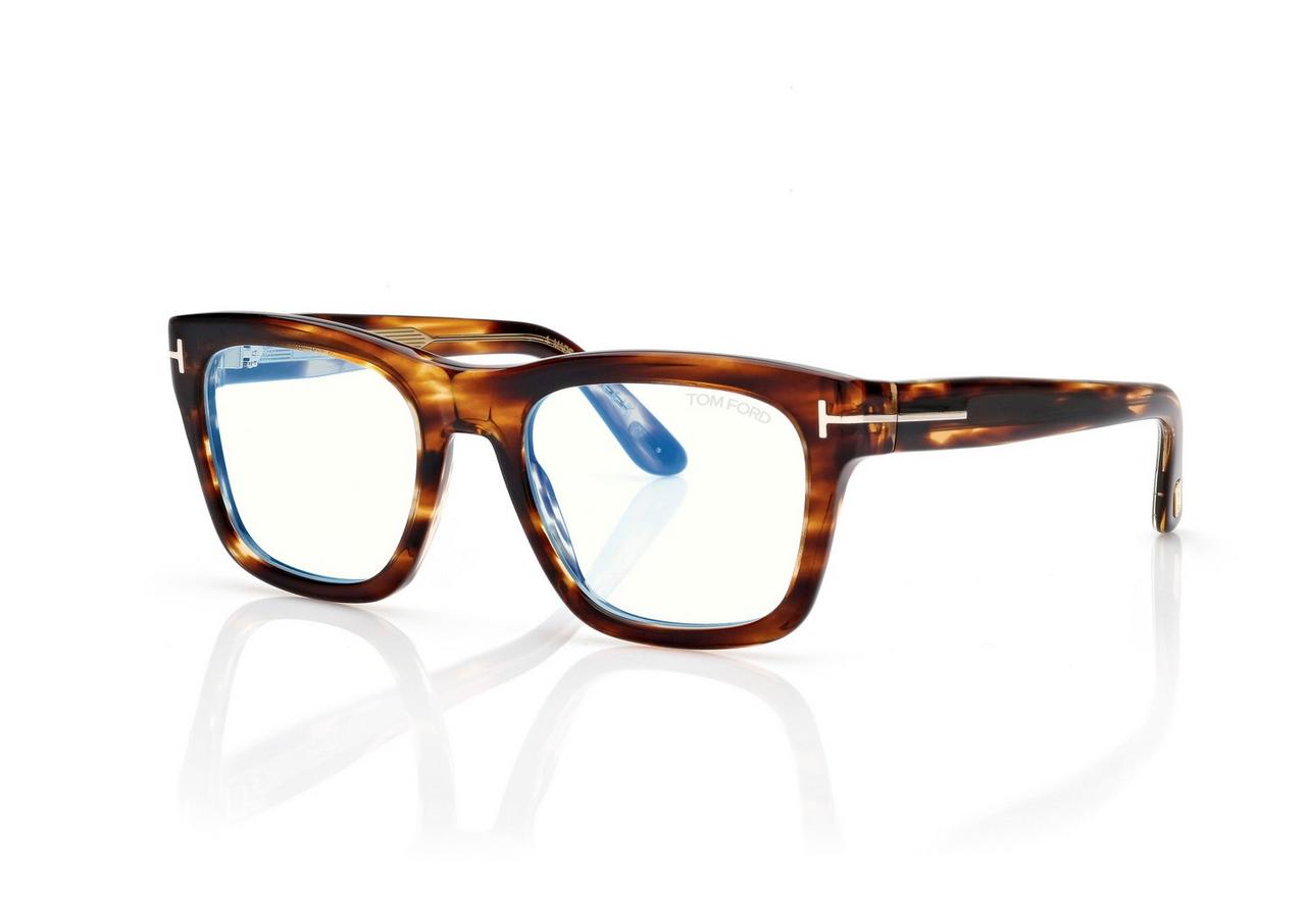 TOM FORD OM LIGHT HAVANA ICON BLUE BLOCK SQUARE OPTICALS