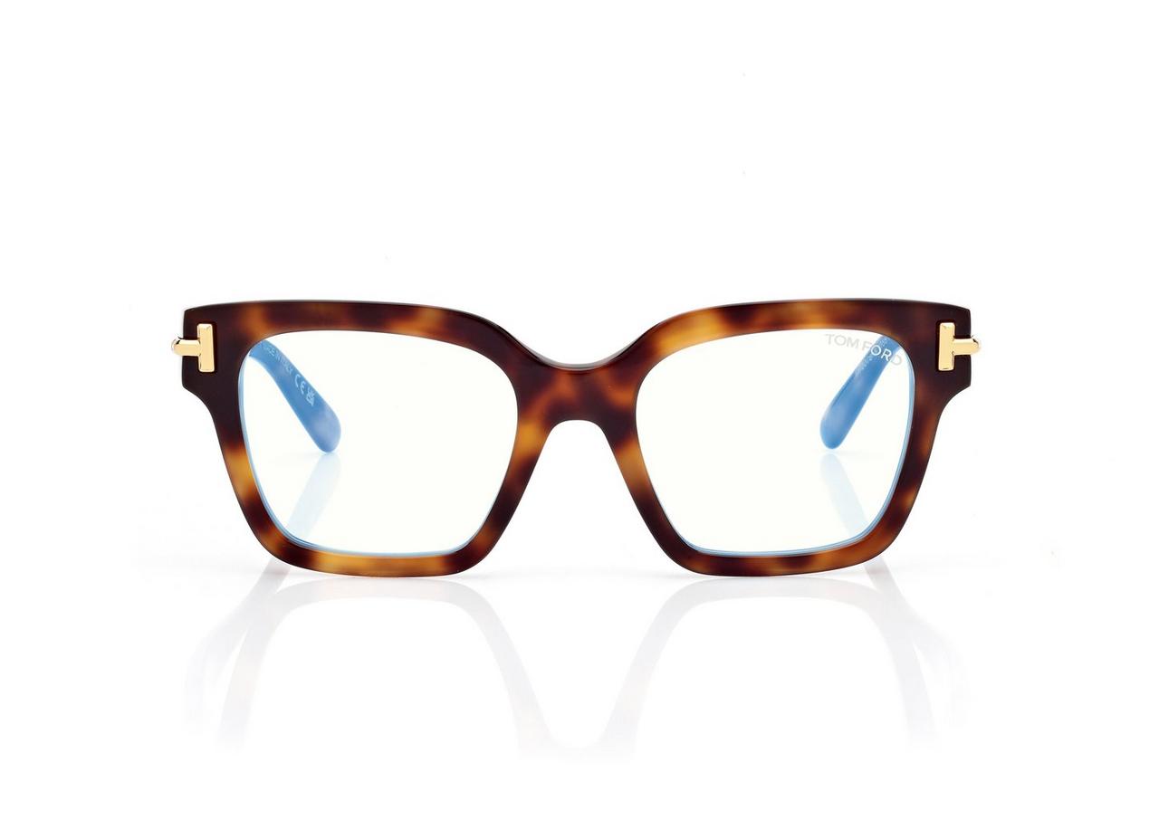TOM FORD OM LIGHT HAVANA ICON BLUE BLOCK SQUARE OPTICALS