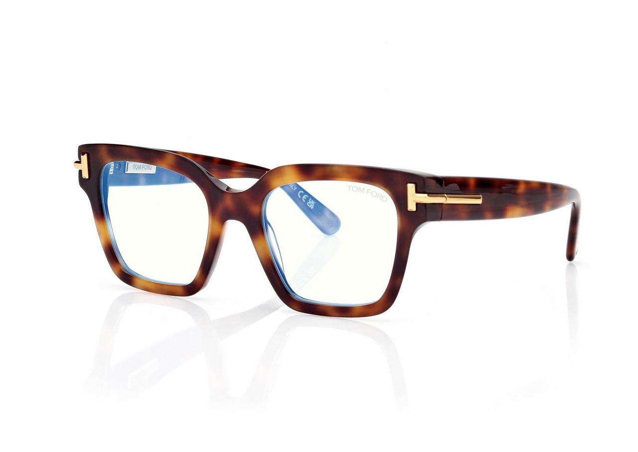 TOM FORD OM LIGHT HAVANA ICON BLUE BLOCK SQUARE OPTICALS