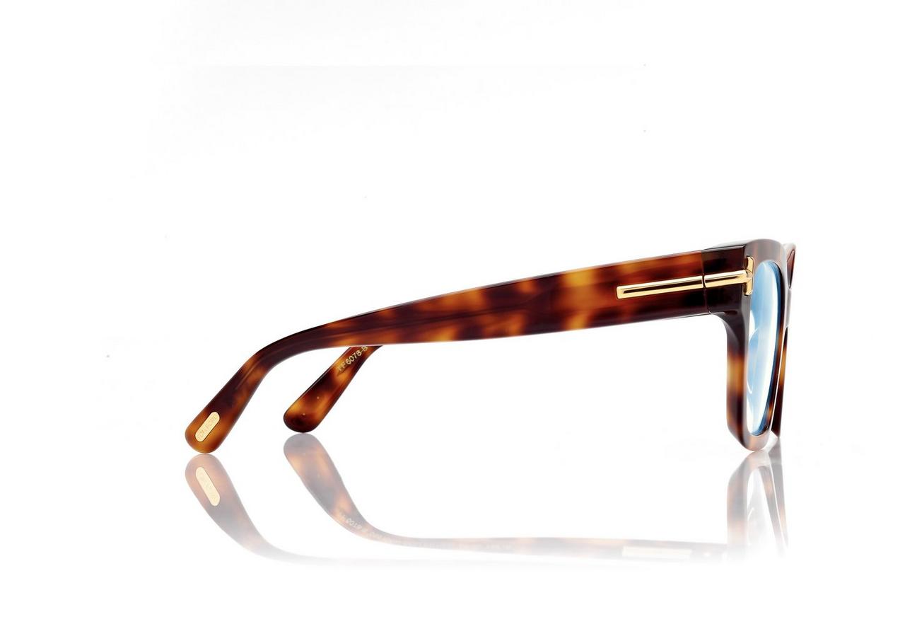 TOM FORD OM LIGHT HAVANA ICON BLUE BLOCK SQUARE OPTICALS