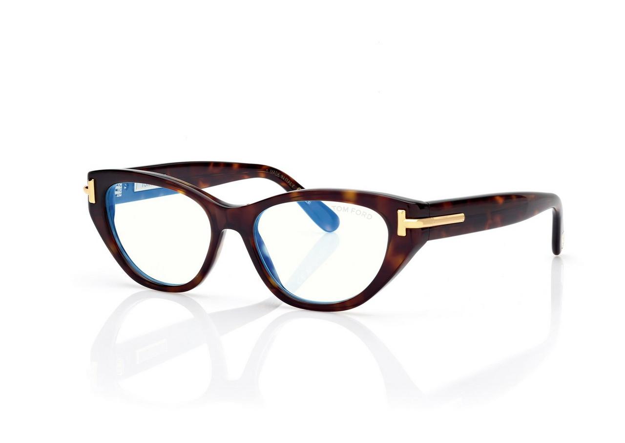 TOM FORD OM DARK HAVANA ICON BLUE BLOCK OVAL OPTICALS