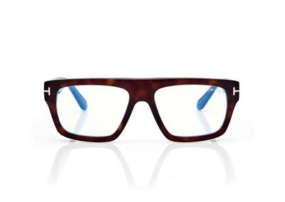 TOM FORD OM DARK HAVANA BLUE BLOCK RECTANGULAR OPTICALS