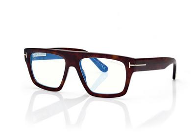 TOM FORD OM DARK HAVANA BLUE BLOCK RECTANGULAR OPTICALS