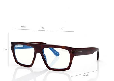 TOM FORD OM DARK HAVANA BLUE BLOCK RECTANGULAR OPTICALS