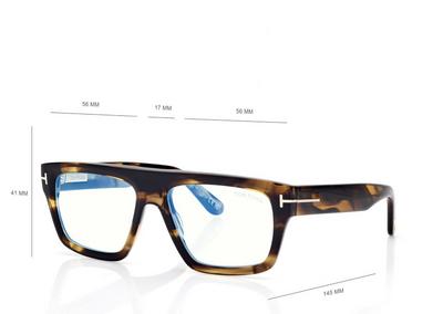 TOM FORD OM STRIPED BLACK HAVANA RECHTECKIGE BRILLE MIT BLAULICHTFILTER