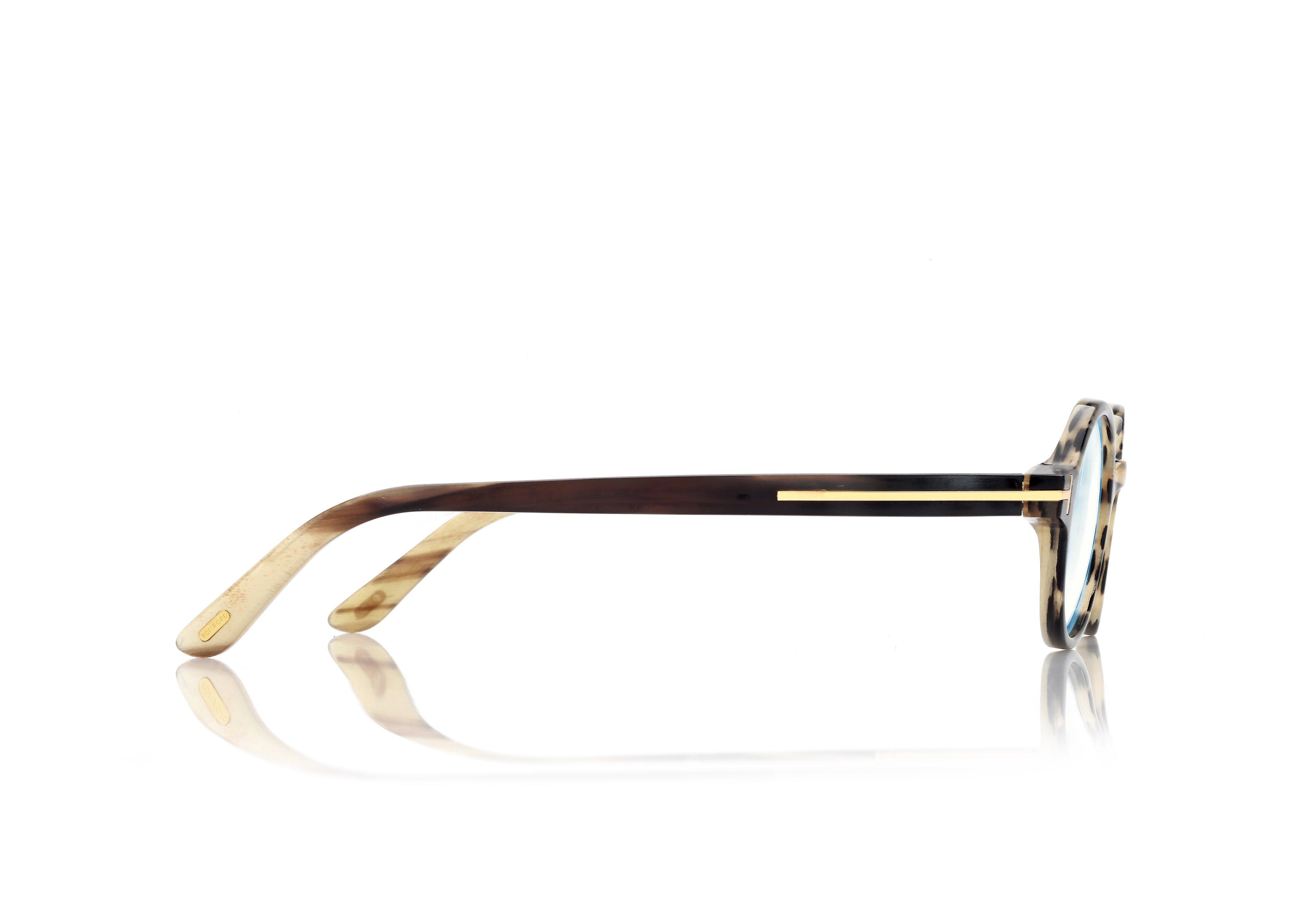 Tom Ford Tortoiseshell Frame with Gold Logo Accent TOM FORD EYEWEAR Jet-02 round-frame gold-tone and  main image 3