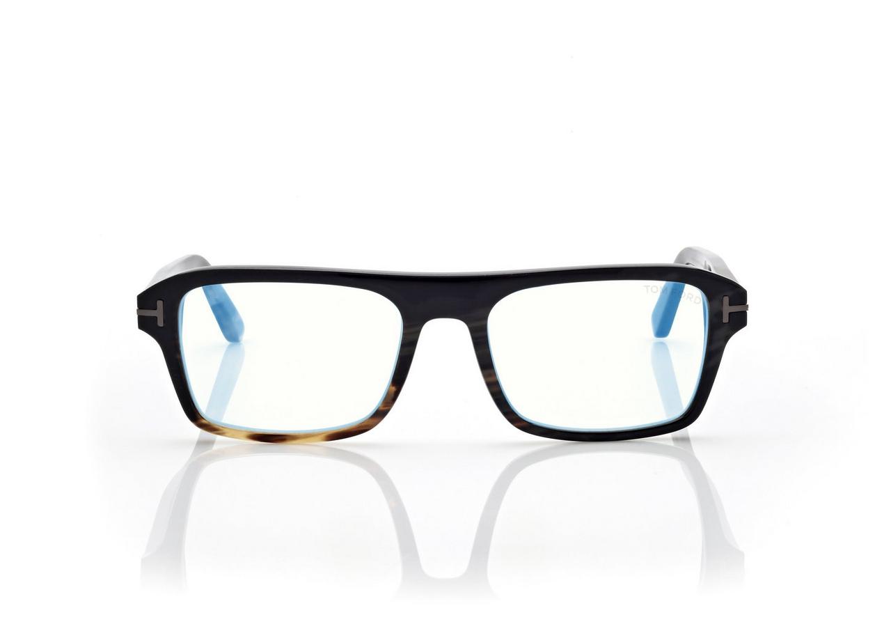 TOM FORD OM GREEN HORN HORN RECTANGULAR BLUE BLOCK OPTICALS
