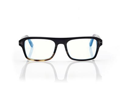 TOM FORD OM BROWN HORN HORN RECTANGULAR BLUE BLOCK OPTICALS