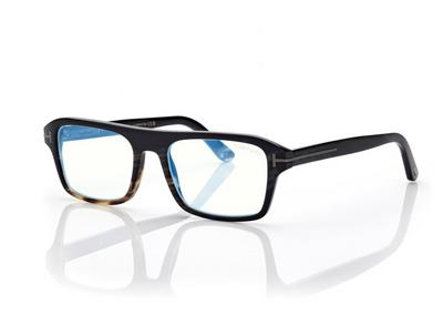 TOM FORD OM BROWN HORN HORN RECTANGULAR BLUE BLOCK OPTICALS