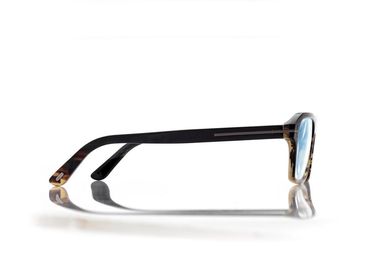 TOM FORD OM BROWN HORN HORN RECTANGULAR BLUE BLOCK OPTICALS