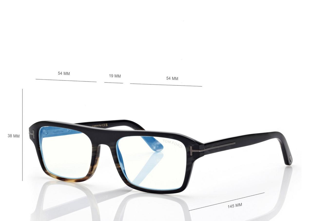 TOM FORD OM BROWN HORN HORN RECTANGULAR BLUE BLOCK OPTICALS