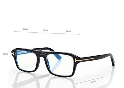 TOM FORD OM BLACK HORN HORN RECTANGULAR BLUE BLOCK OPTICALS