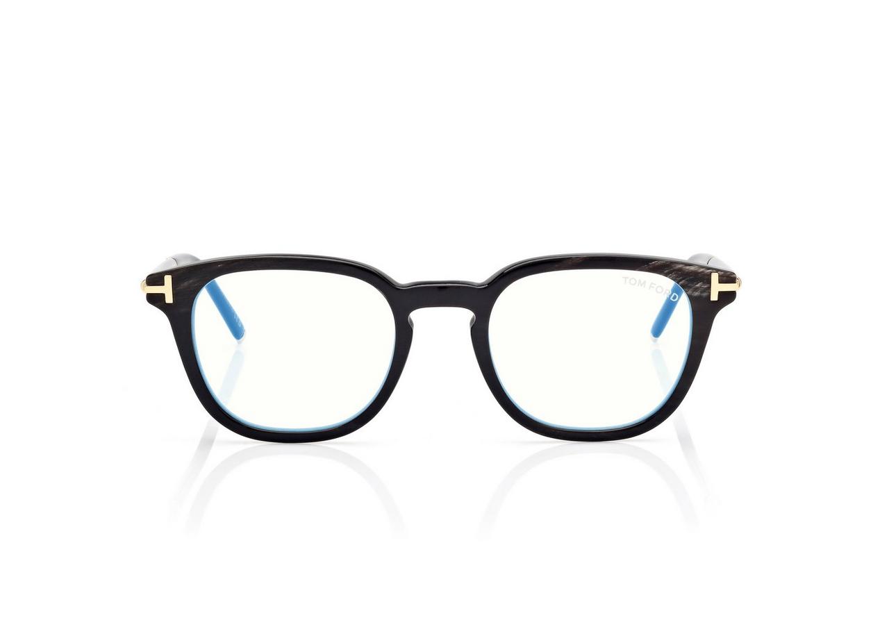 TOM FORD OM BLACK HORN HORN SQUARE BLUE BLOCK OPTICALS