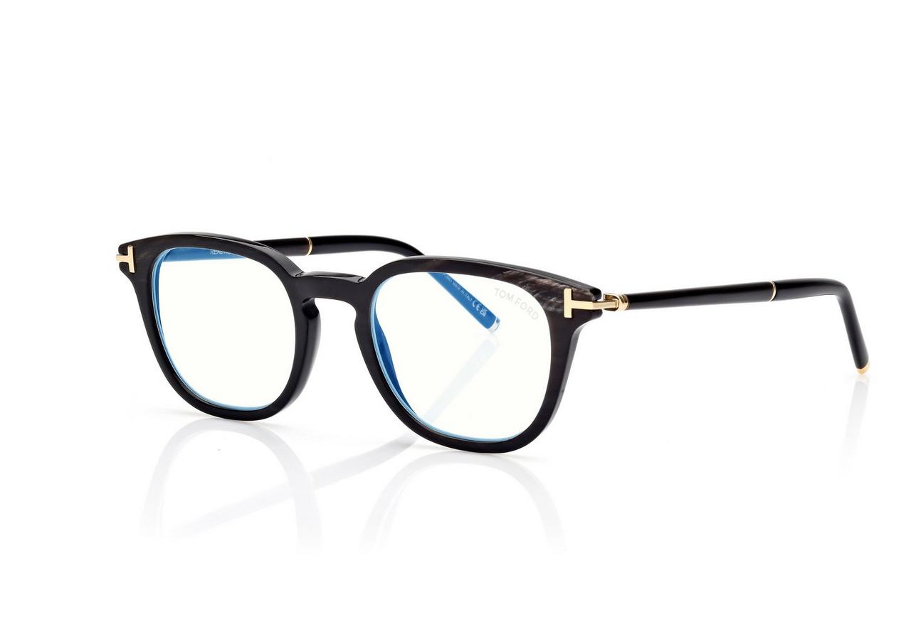 TOM FORD OM BLACK HORN HORN SQUARE BLUE BLOCK OPTICALS