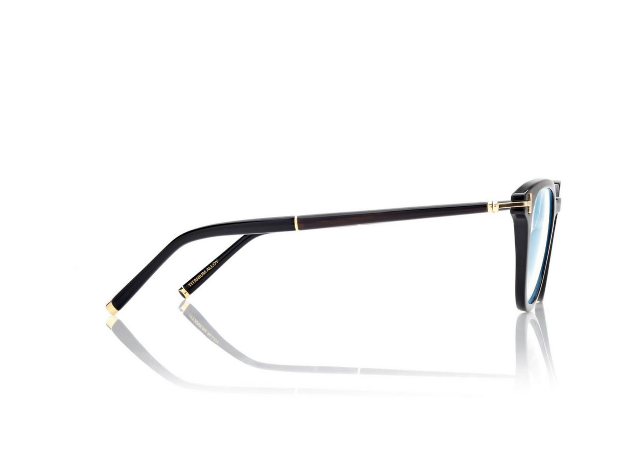 TOM FORD OM BLACK HORN HORN SQUARE BLUE BLOCK OPTICALS