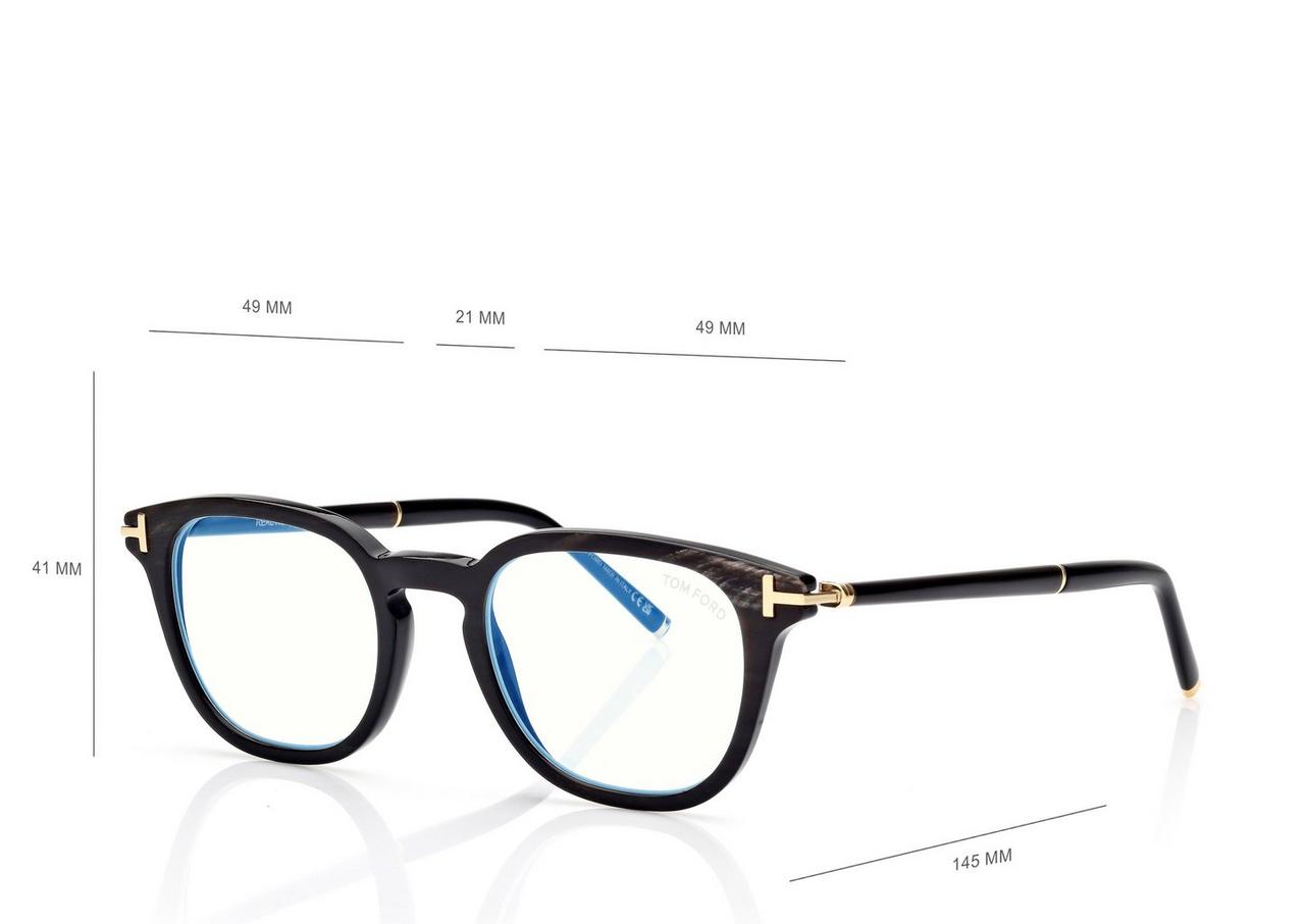 TOM FORD OM BLACK HORN HORN SQUARE BLUE BLOCK OPTICALS