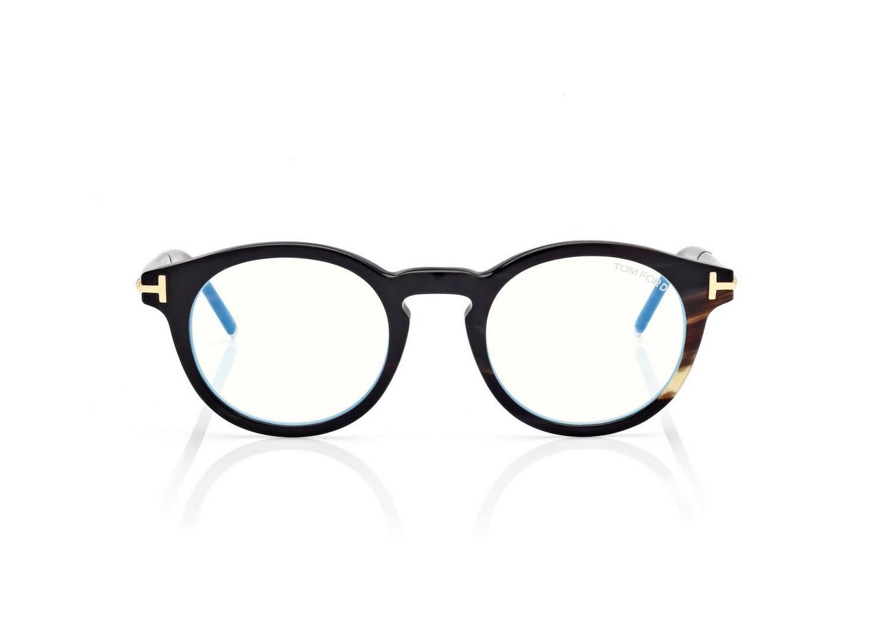 TOM FORD OM GREEN HORN ROUND HORN BLUE BLOCK OPTICALS