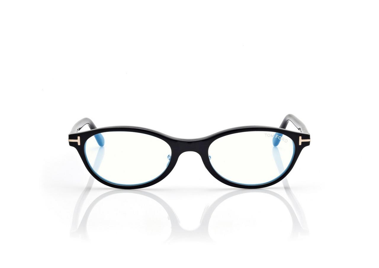 TOM FORD OM BLACK BLUE BLOCK OVAL OPTICALS