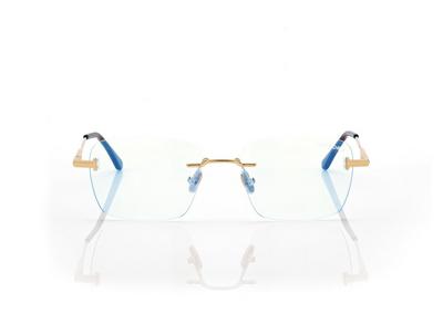 TOM FORD OM GOLD BLUE BLOCK RECTANGULAR OPTICALS