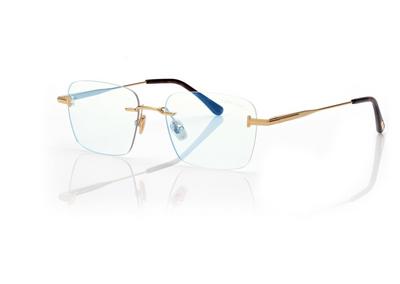 TOM FORD OM GOLD BLUE BLOCK RECTANGULAR OPTICALS