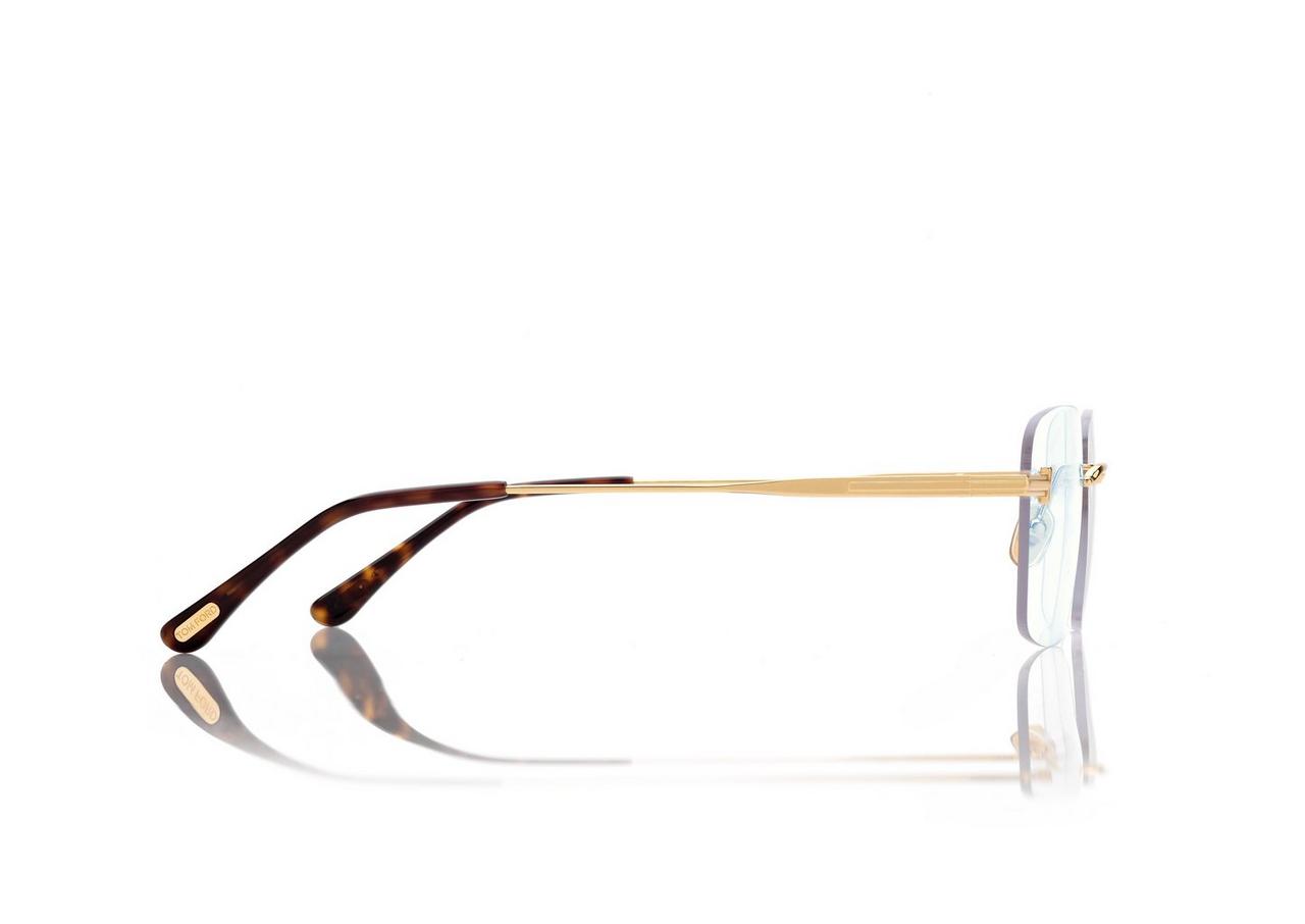 TOM FORD OM GOLD BLUE BLOCK RECTANGULAR OPTICALS