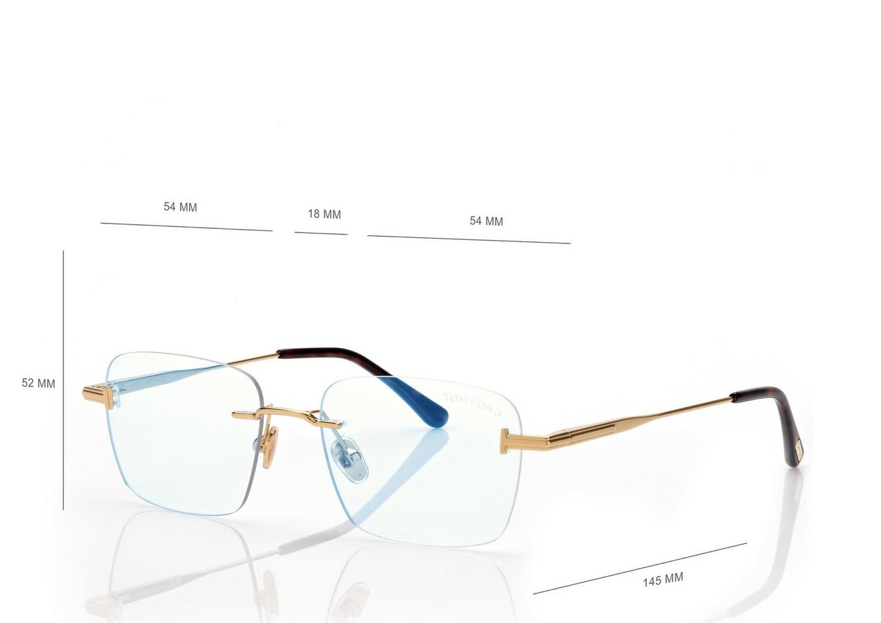 TOM FORD OM GOLD BLUE BLOCK RECTANGULAR OPTICALS