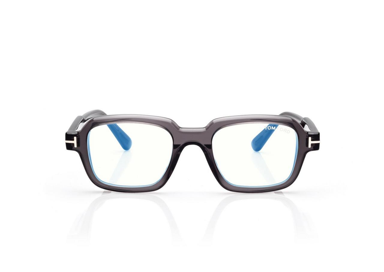 TOM FORD OM GREY GEOMETRIC BLUE BLOCK OPTICALS