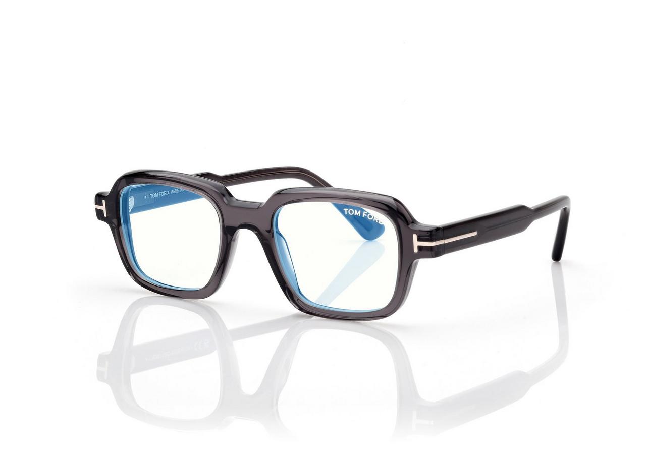 TOM FORD OM GREY GEOMETRIC BLUE BLOCK OPTICALS