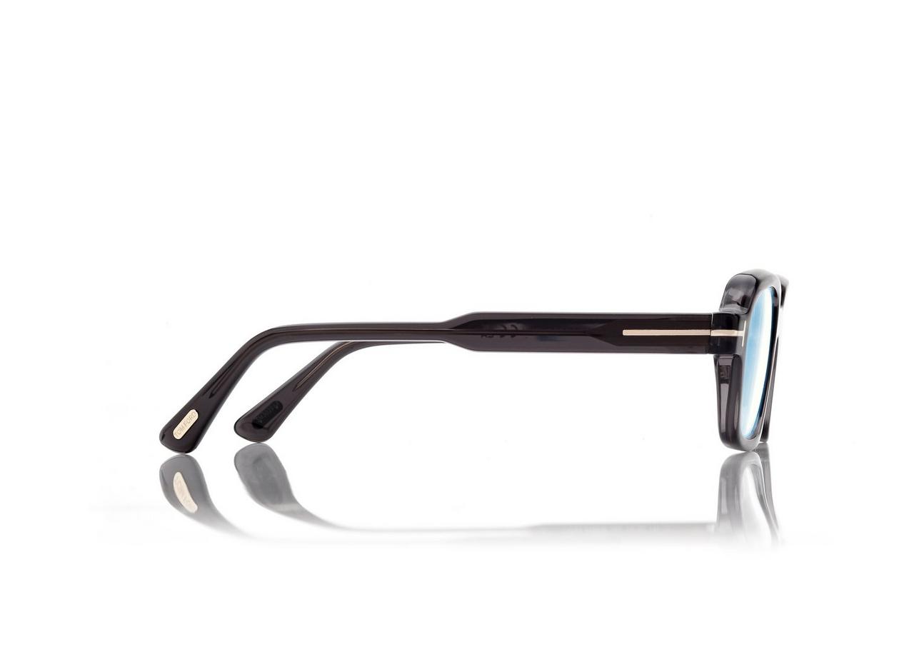 TOM FORD OM GREY GEOMETRIC BLUE BLOCK OPTICALS