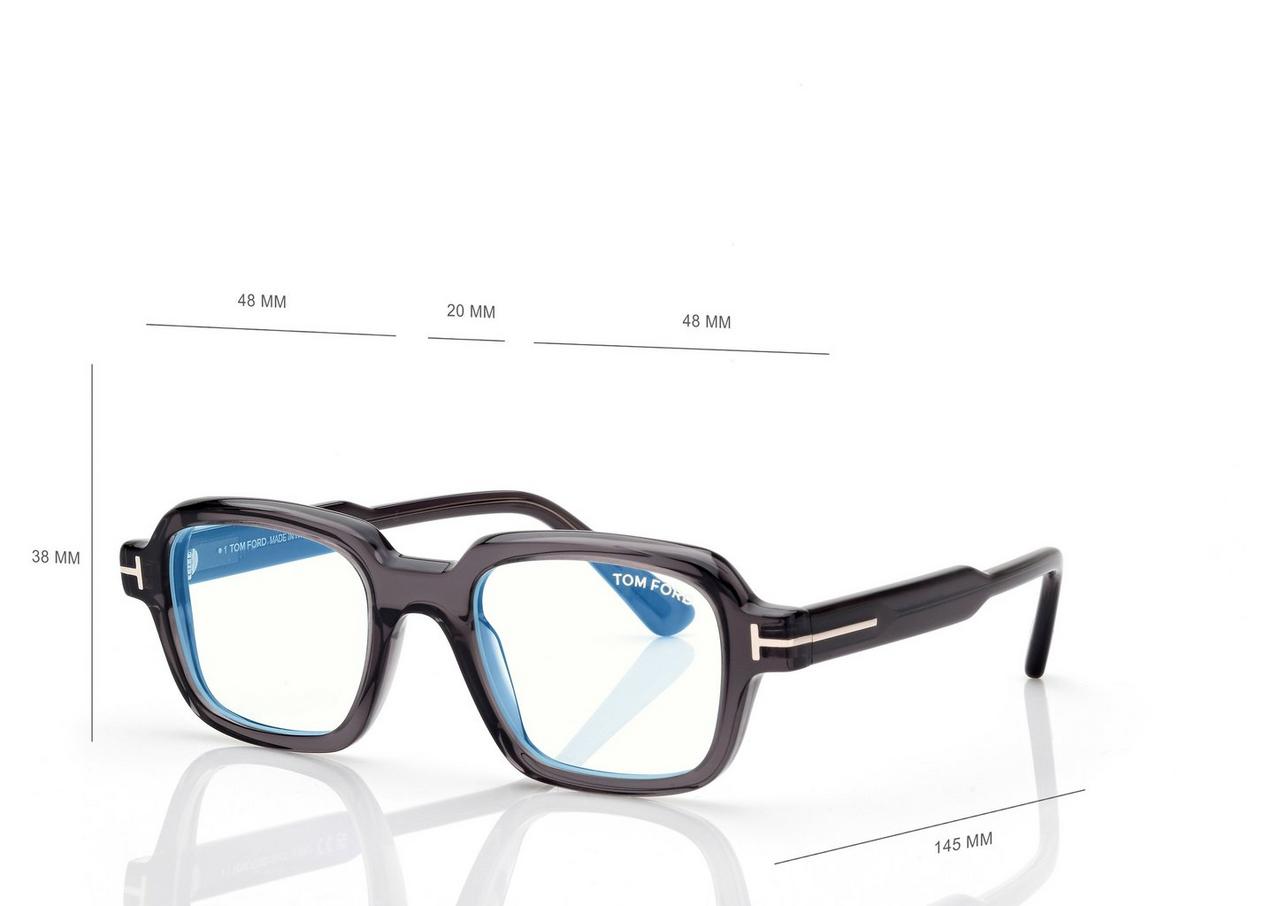 TOM FORD OM GREY GEOMETRIC BLUE BLOCK OPTICALS