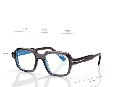 TOM FORD OM GREY GEOMETRIC BLUE BLOCK OPTICALS