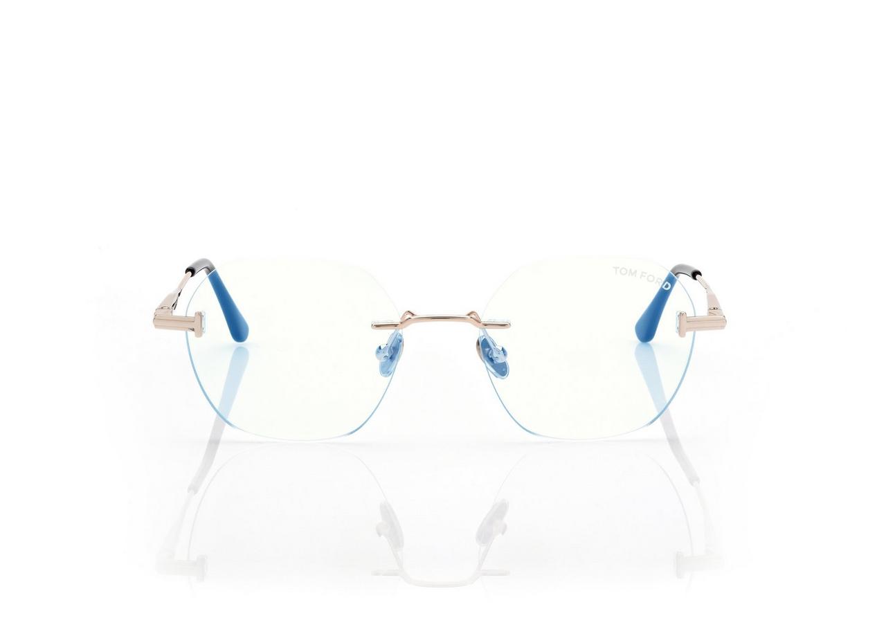 TOM FORD OM GOLD GEOMETRIC BLUE BLOCK OPTICALS