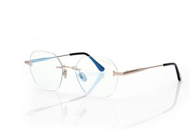 TOM FORD OM GOLD GEOMETRIC BLUE BLOCK OPTICALS