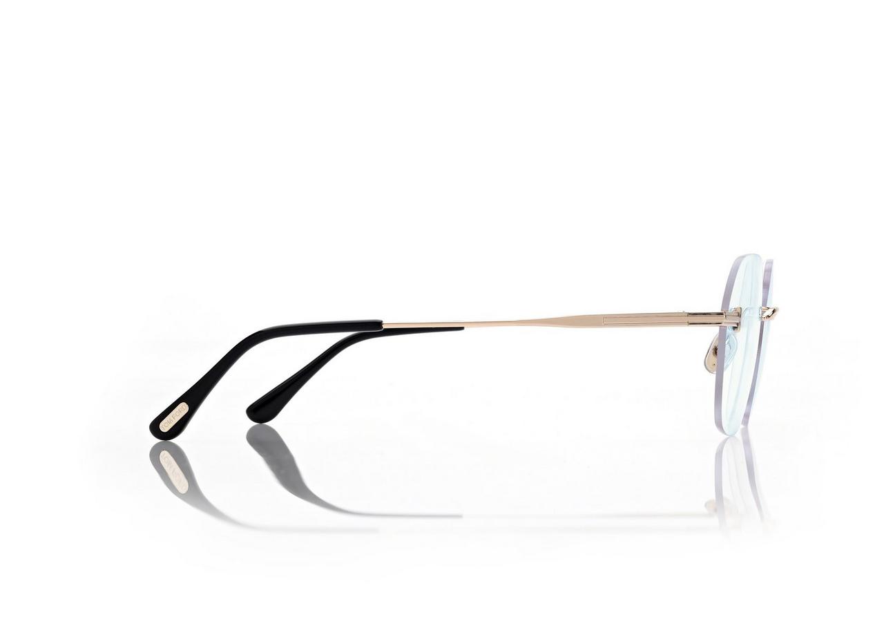 TOM FORD OM GOLD GEOMETRIC BLUE BLOCK OPTICALS