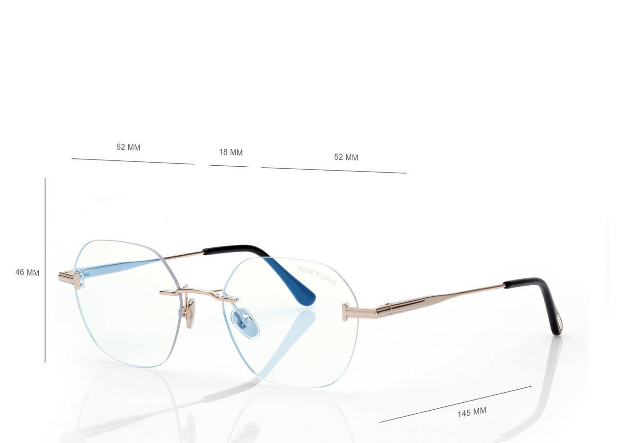TOM FORD OM GOLD GEOMETRIC BLUE BLOCK OPTICALS