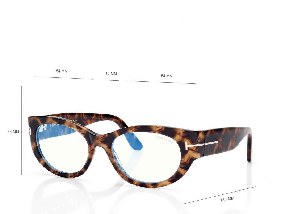 TOM FORD OM LIGHT HAVANA OVAL BLUE BLOCK OPTICALS